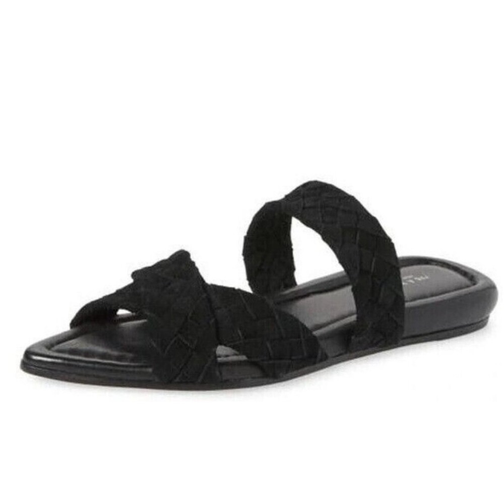 - $380 RAG & BONE Lewis Pointed Toe Slide Sandal Black BRAIDED leather S…